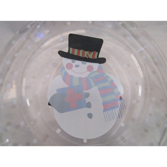 Snowman Glass Plate Reverse Painted Vintage Arcoroc GUC Made in France - Picture 9 of 12